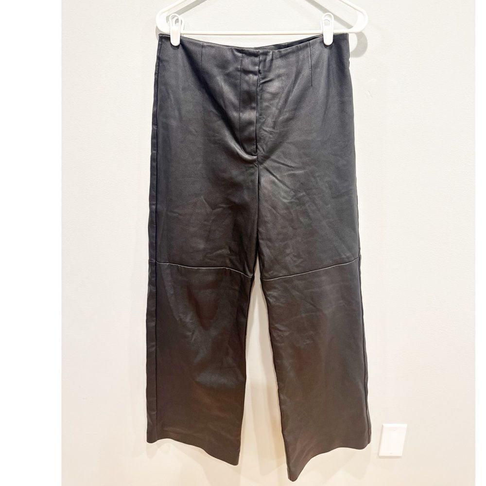 Aritzia wilfred wide leg faux leather pants